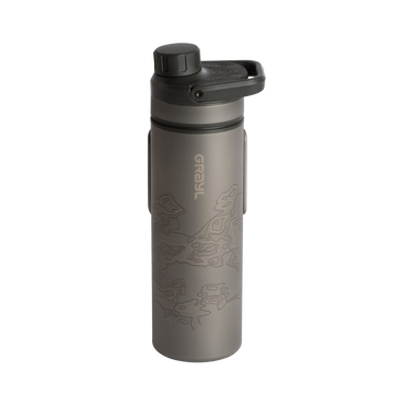Grayl UltraPress Titanium Filter and Purifier Water Bottle – 16.9 Fluid Ounces / Covert Edition / Standard View / Covert Black